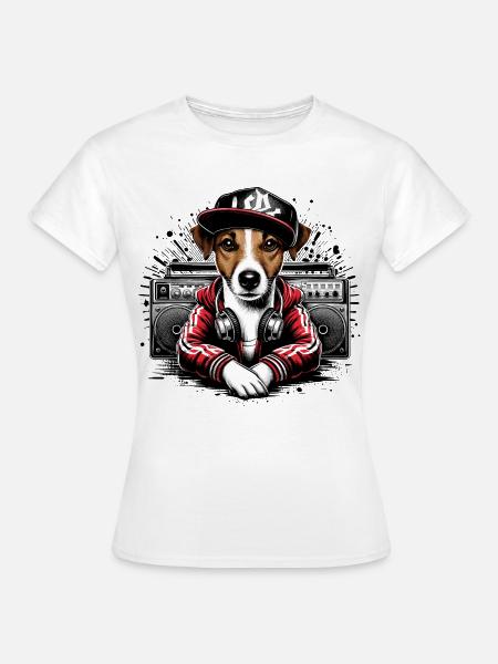 Jack Russell Terrier Ghettoblaster Geschenk - Frauen T-Shirt - Weiß