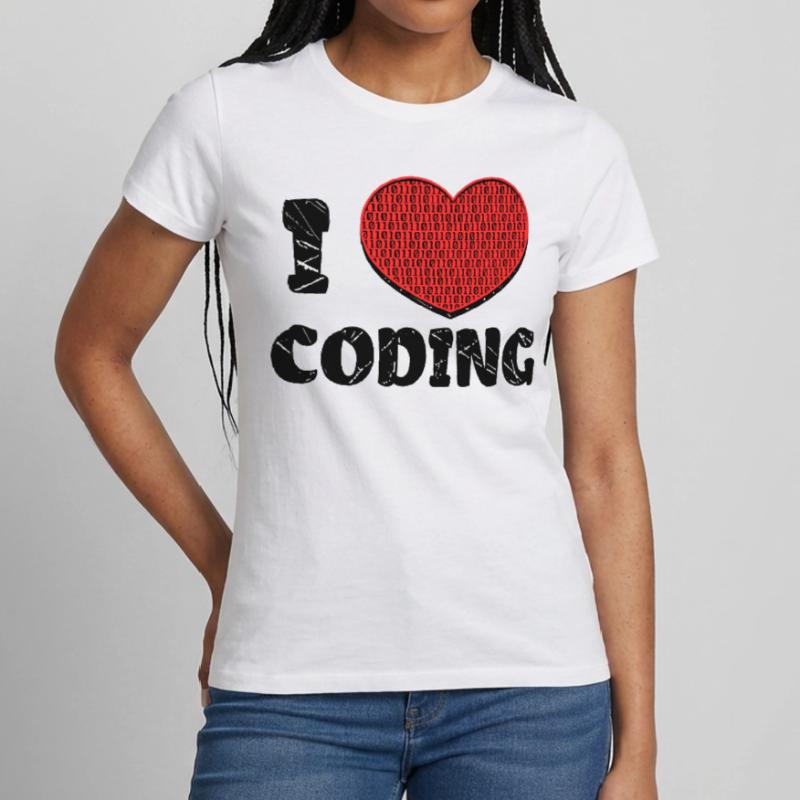 Script de code Debug Heart Statement T-shirt Femme