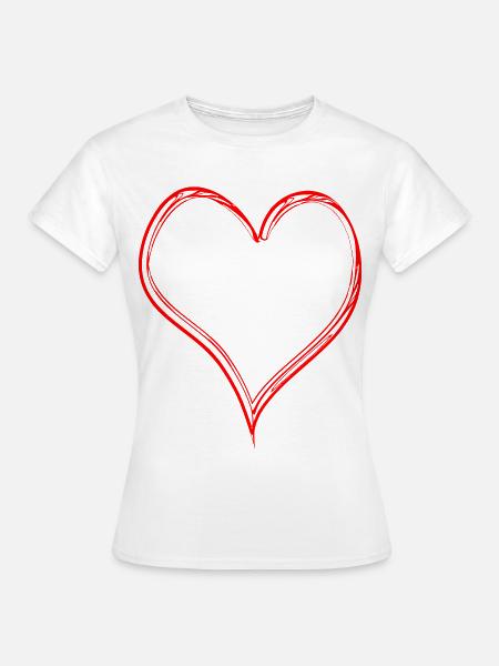 Herz Kontur - Frauen T-Shirt - Weiß