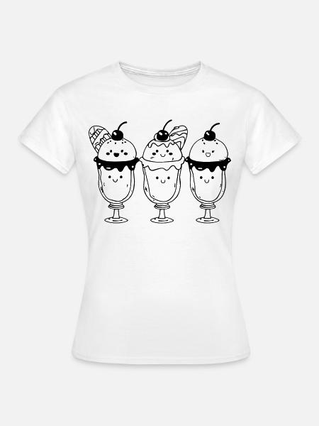 Cartoon Eisbecher - Frauen T-Shirt - Weiß