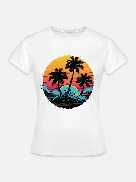 Retro Fahrradfahrer - Frauen T-Shirt - Weiß