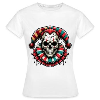 Creepy Skull Jester Colorful Horror Clown Hallowee - Women's T-Shirt - white - Front - AI Model Female 172 dark (172cm)