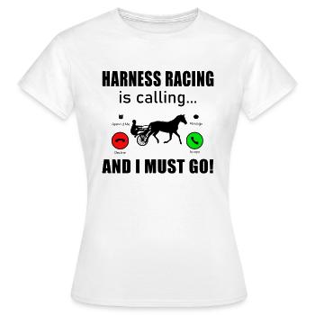 Cheval de course de trot Chevaux de course de trot IS-CALLING - T-shirt Femme - blanc - Devant - AI Model Female 172 dark (172cm)