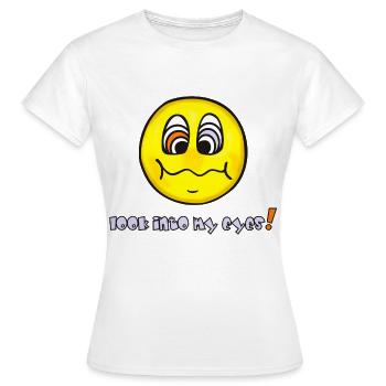 Hypnose - Visage Jaune - Émoticône Drôle - T-shirt Femme - blanc - Devant - AI Model Female 172 dark (172cm)