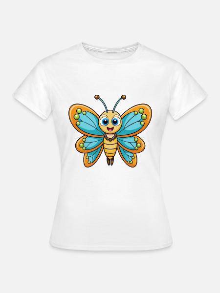 Schmetterling Niedliche Zeichentrickfigur Kawaii Clipart - Frauen T-Shirt - Weiß