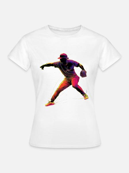 Baseballer Retrowave - Frauen T-Shirt - Weiß