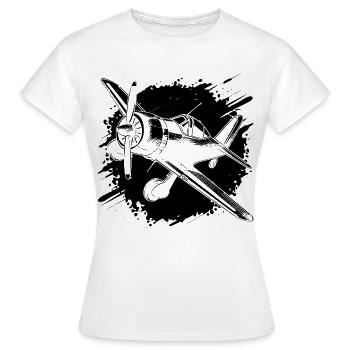 Propeller Flugzeug Skizze - Frauen T-Shirt - Weiß - Vorne - AI Model Female 172 dark (172cm)
