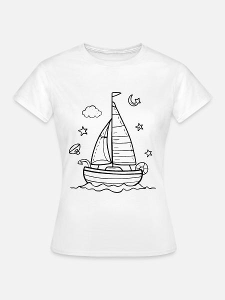Cartoon Segeln - Frauen T-Shirt - Weiß