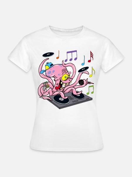 Deejay Oktopus - Frauen T-Shirt - Weiß