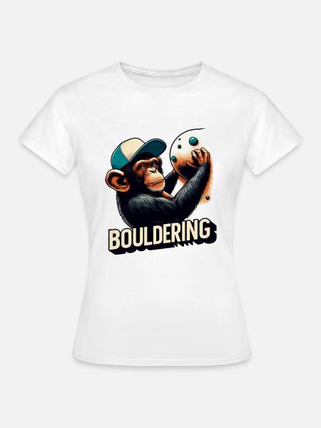 Bouldern Schimpanse Klettern Geschenk - Frauen T-Shirt - Weiß