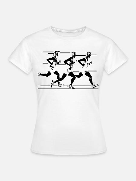 Marathon Läufer Zeichnung - Frauen T-Shirt - Weiß