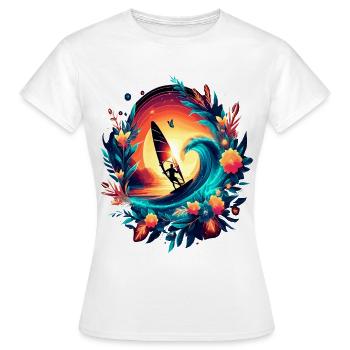 Véliplanchiste Tropical Sunset tro - T-shirt Femme - blanc - Devant - AI Model Female 172 dark (172cm)
