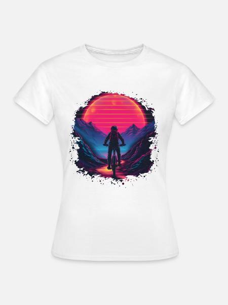 Mountainbiking Synthwave - Frauen T-Shirt - Weiß