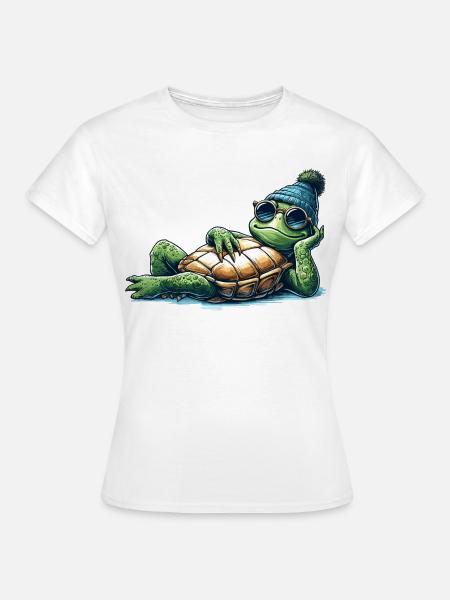Chillige Kröte Schildkröte cool chillen Geschenk - Frauen T-Shirt - Weiß