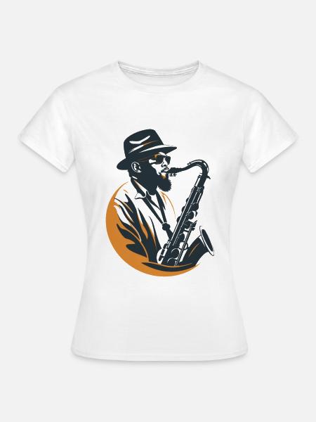Saxophonist Grafik - Frauen T-Shirt - Weiß