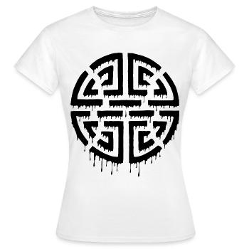 Graffiti eines schwarzen Labyrinths - Frauen T-Shirt - Weiß - Vorne - AI Model Female 172 dark (172cm)