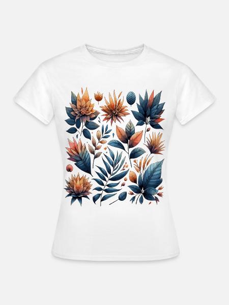 Aquarelle Blätter Boho Blättermuster - Frauen T-Shirt - Weiß