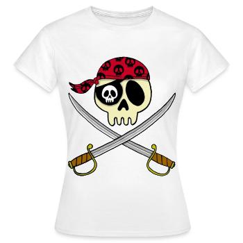 Tête de mort pirate - T-shirt Femme - blanc - Devant - AI Model Female 172 dark (172cm)