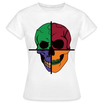 Vier geteilter Skelettschädel - Frauen T-Shirt - Weiß - Vorne - AI Model Female 172 dark (172cm)
