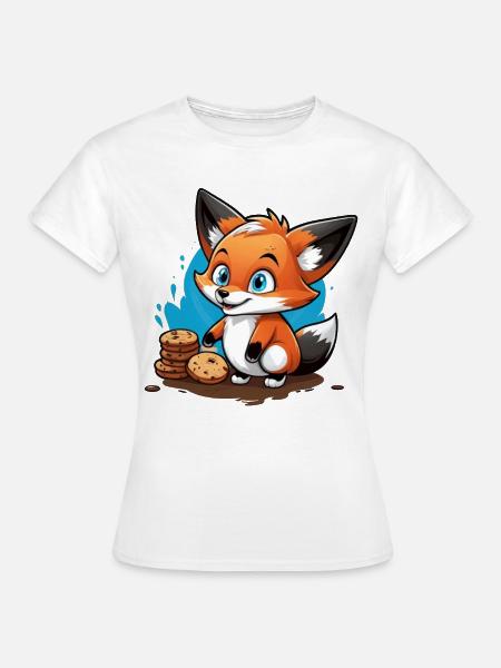 Kleiner Fuchs mit Schoko Keksen - Frauen T-Shirt - Weiß