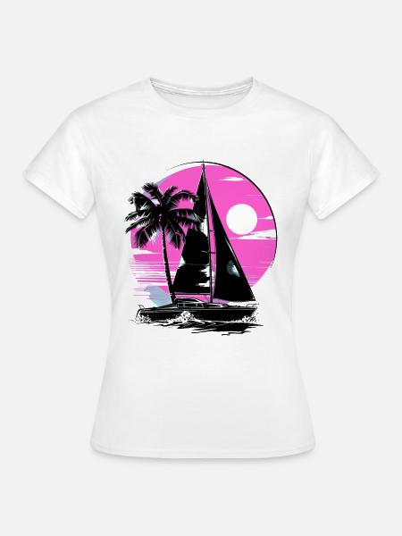 Cartoon Segeln - Frauen T-Shirt - Weiß