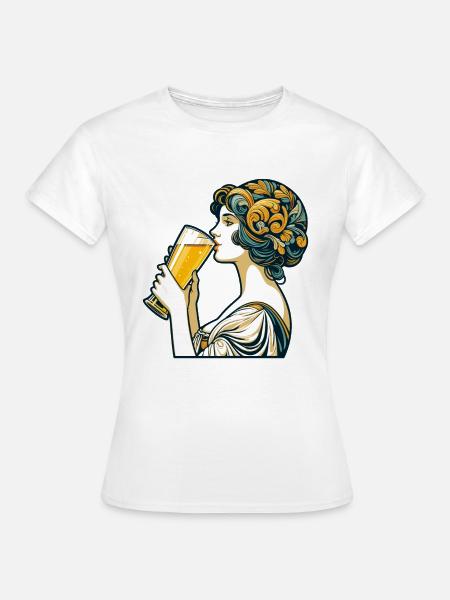 Frau trinkt Bier Weizenbier Geschenk - Frauen T-Shirt - Weiß