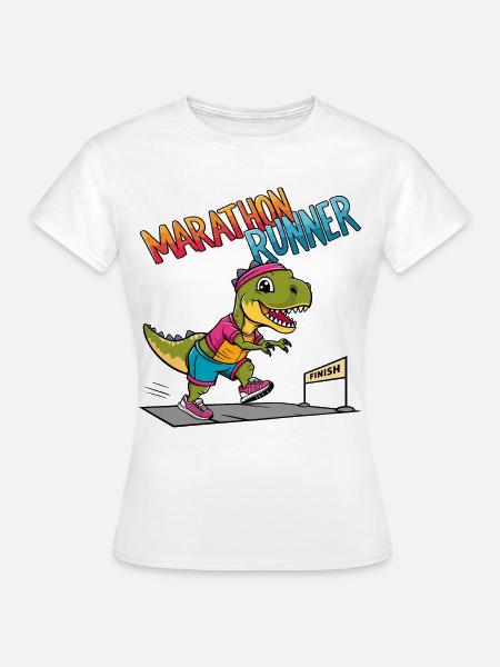 T-Rex Marathon Läufer - Frauen T-Shirt - Weiß