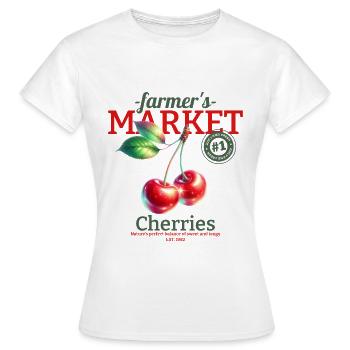 Bauern Markt Kirschen - Frauen T-Shirt - Weiß - Vorne - AI Model Female 172 dark (172cm)