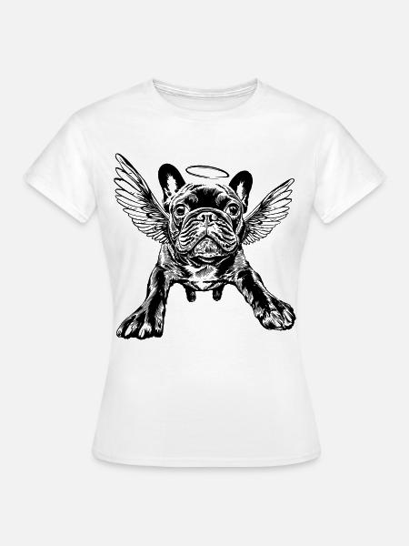French Bulldog mit Flügeln Französische Bulldogge - T-shirt dam - vit