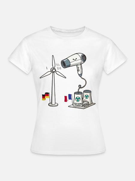Windkraft vs Kernkraft Lustige Satire - Frauen T-Shirt - Weiß