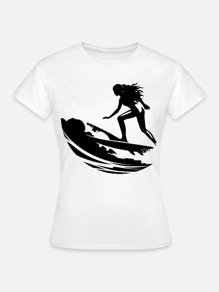 Weiblicher Surfer - Frauen T-Shirt - Weiß