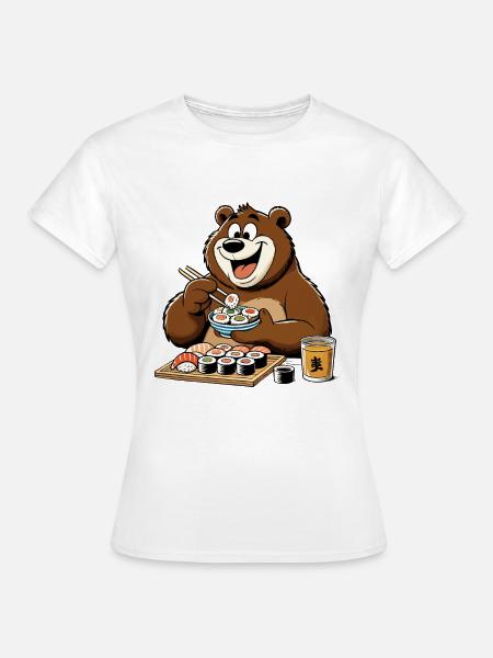 Sushi Bär glücklich Maki Geschenk - Frauen T-Shirt - Weiß