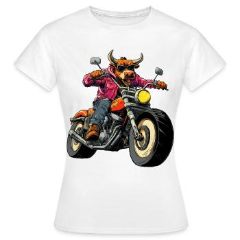 Stiere Motorrad - Frauen T-Shirt - Weiß - Vorne - AI Model Female 172 dark (172cm)