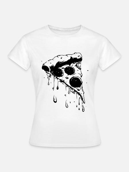 Pizza Stück Zeichnung - Frauen T-Shirt - Weiß