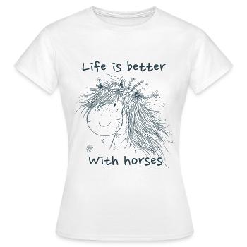 Life Is Better With Horses Horse Sayings Horse - Women's T-Shirt - white - Front - AI Model Female 172 dark (172cm)