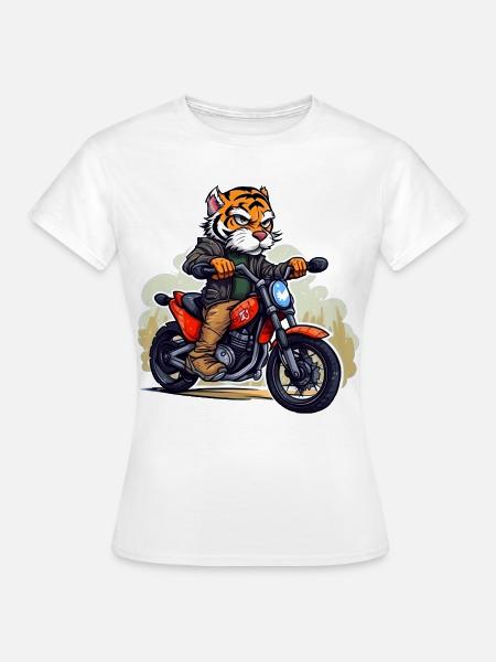Tiger Motorradfahrer - Frauen T-Shirt - Weiß