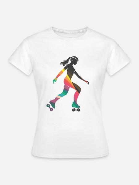 Rollschuhfahrendes Mädchen - Frauen T-Shirt - Weiß