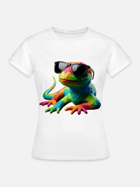 LIZARD cool multicolor - Frauen T-Shirt - Weiß