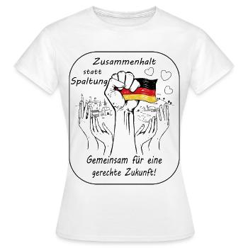 Cohesion instead of division - Women's T-Shirt - white - Front - AI Model Female 172 dark (172cm)