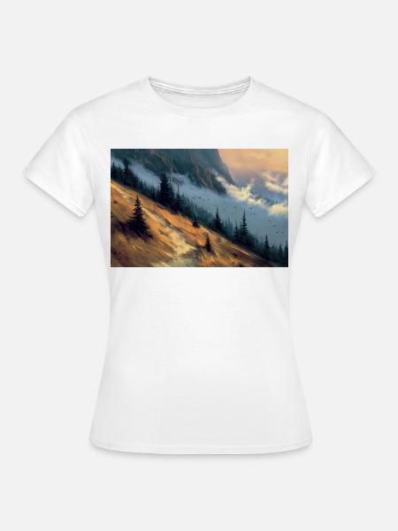 Berglandschaft Illustration Poster - Frauen T-Shirt - Weiß