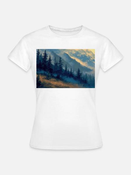Berglandschaft Illustration Poster - Frauen T-Shirt - Weiß