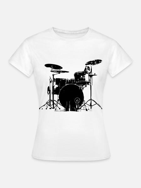 Schlagzeug - Frauen T-Shirt - Weiß