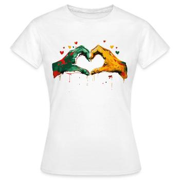 Kulturstolz Herz Hände - Frauen T-Shirt - Weiß - Vorne - AI Model Female 172 dark (172cm)