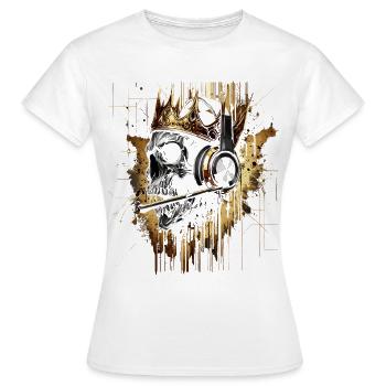 Totenkopf Golden mit Headset und Krone - Frauen T-Shirt - Weiß - Vorne - AI Model Female 172 dark (172cm)