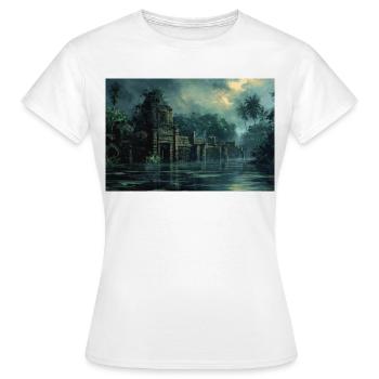 Poster Illustration Paysage jungle en ruine - T-shirt Femme - blanc - Devant - AI Model Female 172 dark (172cm)