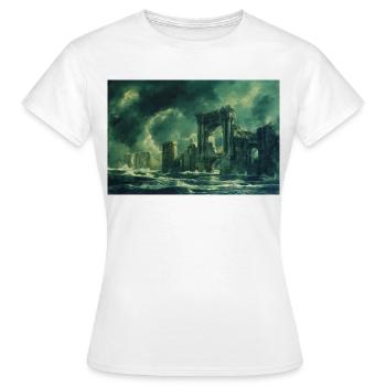 Poster Illustration Paysage en ruine - T-shirt Femme - blanc - Devant - AI Model Female 172 dark (172cm)