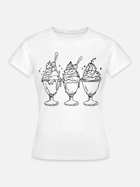 Eiscreme im Cartoon Look - Frauen T-Shirt - Weiß