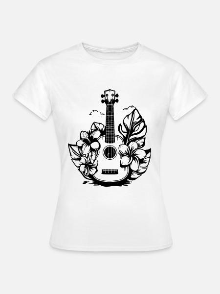 Cartoon Ukulele - Frauen T-Shirt - Weiß