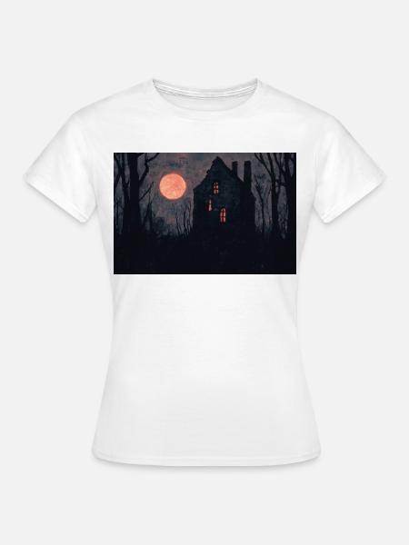 Spukhaus Illustration Poster - Frauen T-Shirt - Weiß