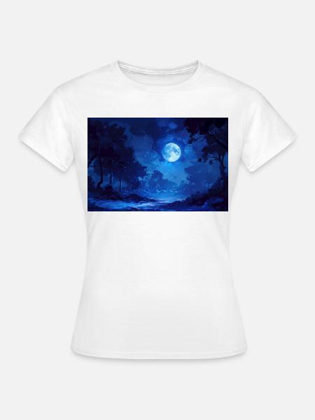Nachtlandschaft Illustration Poster - Frauen T-Shirt - Weiß